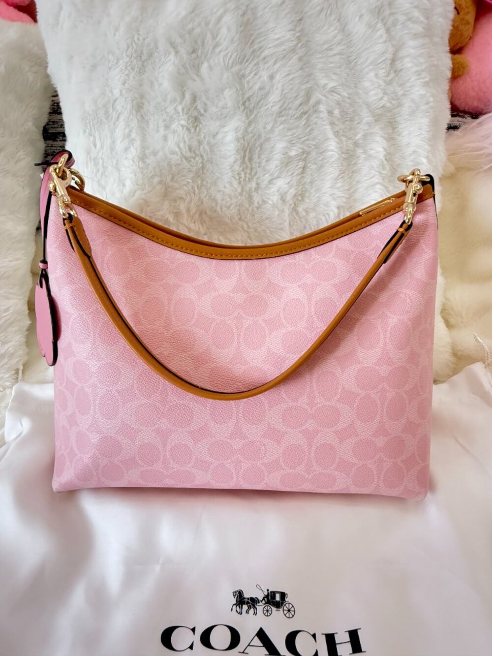 NWT！COACH Laurel Shoulder Bag In Signature Canvas（CEL12）powder pink - Picture 2 of 10